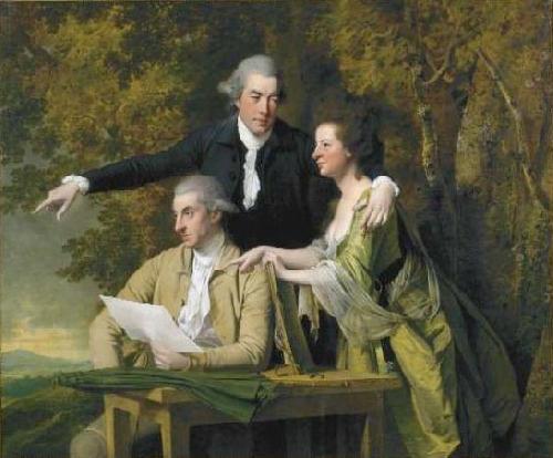 Joseph wright of derby Portrait of Rev D'Ewes Coke, his wife Hannah and Daniel Parker Coke oil painting picture